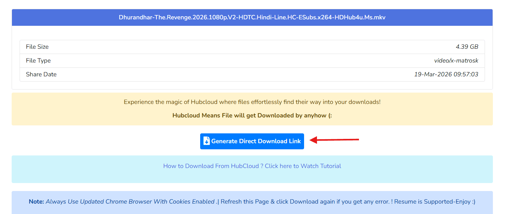 Second step: Click Generate Download Link